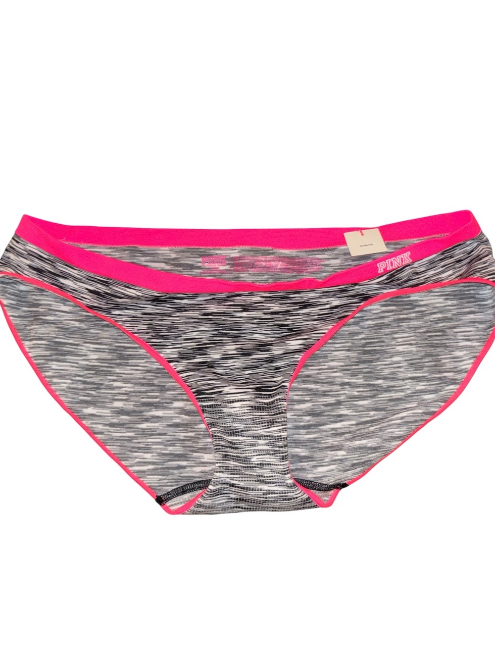 PINK Victoria's Secret Gray Space-Dye Hipster Panty with Hot Pink Trim